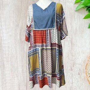The Vermont Country Store Patchwork Printed Dress Size‎ Medium Country Colorful